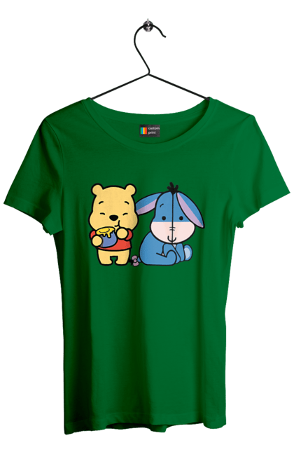 Women's t-shirt with prints Winnie the Pooh and Eeyore. Cartoon, donkey, eared, eeyore, story, winnie the pooh. 2070702