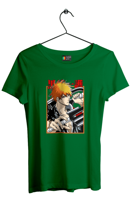 Футболка женская с принтом Блич Ичиго Куросаки. Anime, bleach, ichigo kurosaki, manga, аниме, блич, ичиго, ичиго куросаки, манга. 2070702