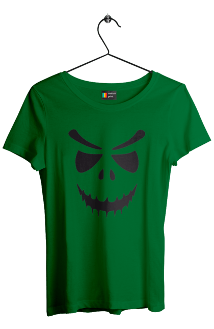 Women's t-shirt with prints Halloween pumpkin face. Costume, halloween, holiday, october, october 31, pumpkin, scary, sweets, trick or treat. 2070702