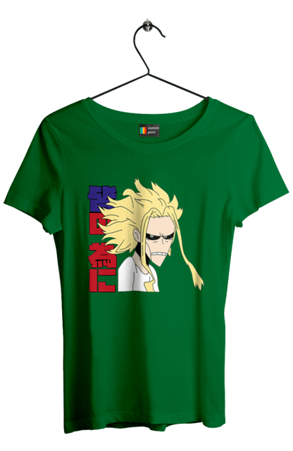 Футболка жіноча з принтом "Моя академія героїв Всемогутній". All might, my hero academia, yagi toshinori, академія юей, аніме, всемогутній, манга, моя геройська академія, один за всіх, тошинорі ягі. 2070702