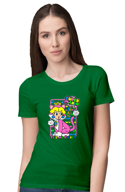 Women's t-shirt with prints The Super Mario Bros. Movie Princess Peach. Character, game, mario, mario bros, movie, nintendo, princess peach, super mario bros. 2070702