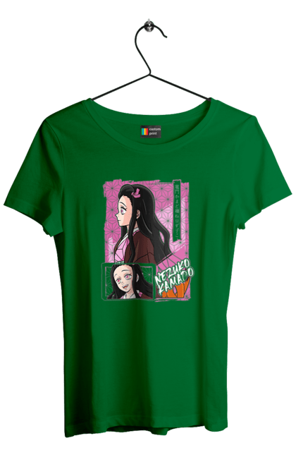 Футболка жіноча з принтом "Винищувач Демонів Незуко". Demon slayer, kimetsu no yaiba, nezuko, аніме, винищувач демонів, манга, незуко, серіал. 2070702