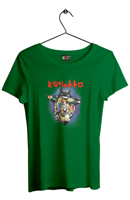 Women's t-shirt with prints Totoro. Adventures, anime, comedy drama, fantasy, film, my neighbor totoro, tv series. 2070702