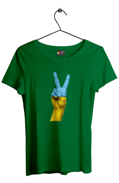 Women`s t-shirt with prints Two Fingers, World, Ukraine. Arm, peace, ukraine. 2070702