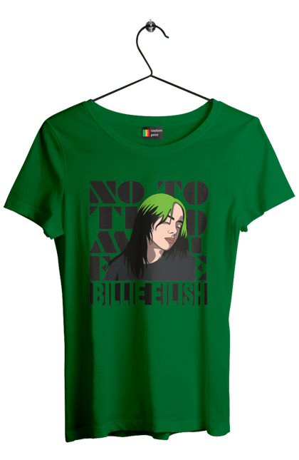 Футболка жіноча з принтом "Біллі Айліш". Біллі айліш, логотип біллі айліш, принт біллі айліш, співачка біллі айліш. 2070702