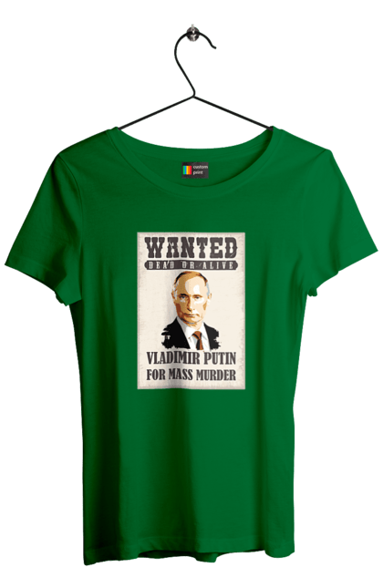 Футболка жіноча з принтом "Розшук Гаага". Путин, розшук гаага, розшук путин, хуйло. ART принт на футболках