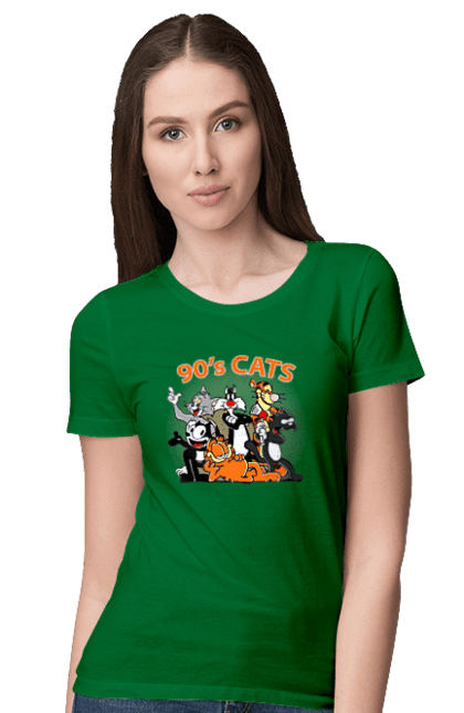 Women's t-shirt with prints 90s Cats Cartoons. Animated series, cartoon, cat, cats, garfield, tom. 2070702