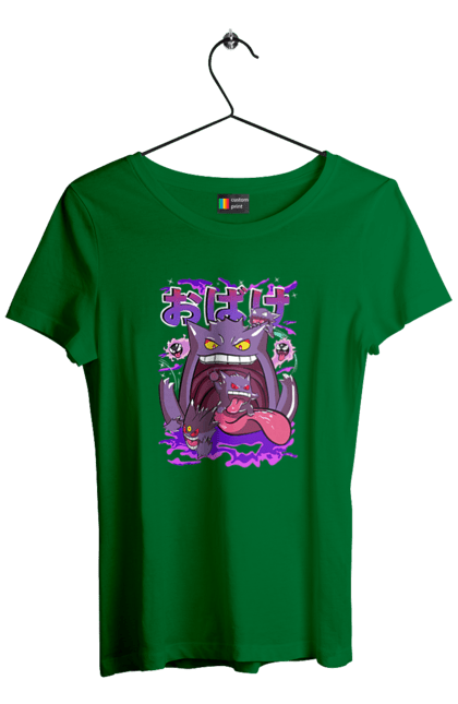 Women`s t-shirt with prints Pokemon Gengar. Anime, fushigibana, games, gengar, nintendo, pokemon, pokemon go. 2070702