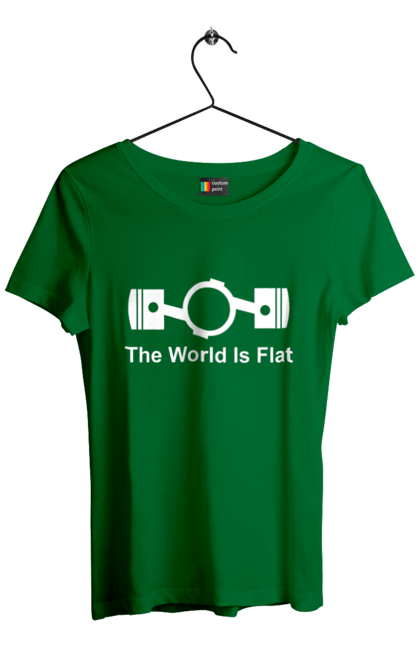Футболка жіноча з принтом "World Flat". Авто, деталь, машини. 2070702