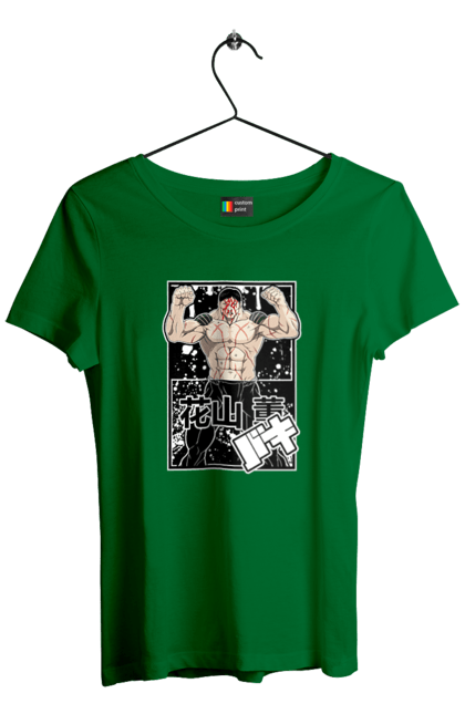 Women's t-shirt with prints Baki the Grappler Kaoru Hanayama. Anime, baki, baki fighter, baki the grappler, kaoru hanayama, manga, martial arts, tv series. 2070702