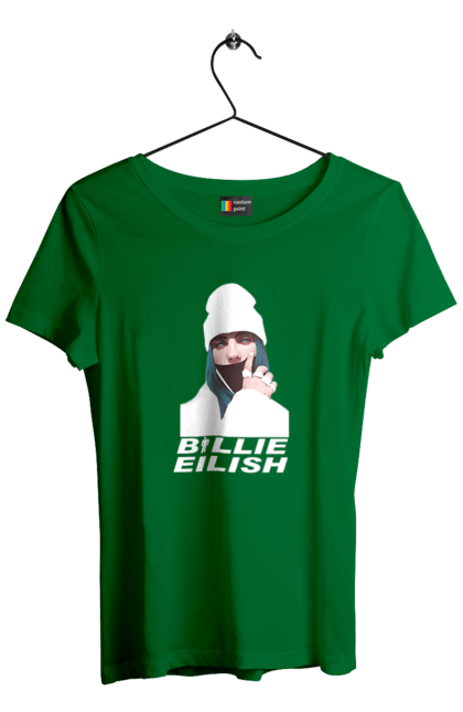 Футболка жіноча з принтом "Біллі Айліш". Біллі айліш, логотип біллі айліш, принт біллі айліш, співачка біллі айліш. 2070702