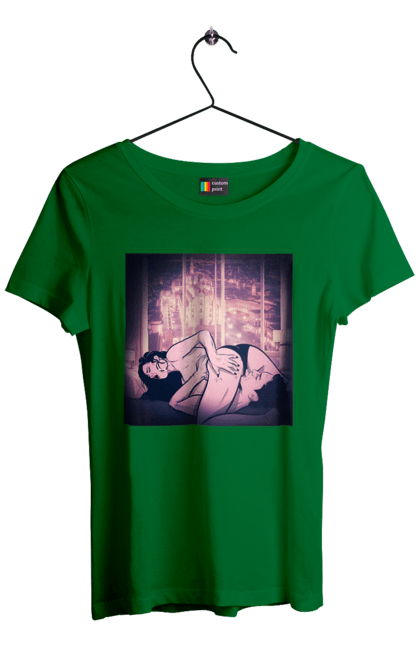 Футболка женская с принтом Взрослые Игры На Фоне Города. 18, голая, лизать, любовь, трусики. 2070702