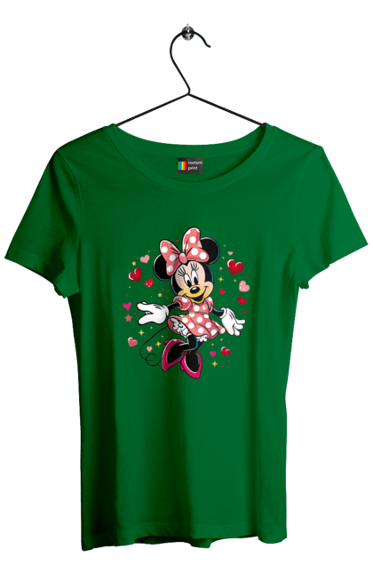 Футболка женская с принтом Минни Маус. Mickey mouse, minnie mouse, дисней, микки, микки маус, минни маус, мультфильм. 2070702