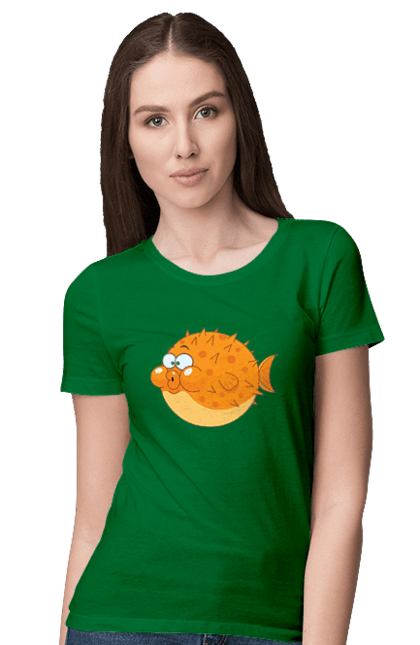 Women`s t-shirt with prints Orange Fish Fugu. Fugu. 2070702