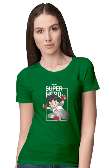 Women's t-shirt with prints Dragon Ball Super Pan. Anime, dragon ball, dragon ball super, dragon ball: super, dragonball super hero, lady, pan. 2070702