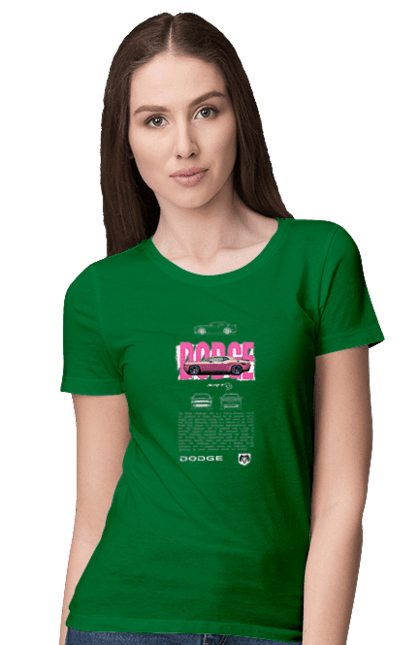 Women's t-shirt with prints Dodge. Automobile, car, challenger, chrysler, dodge, race. 2070702