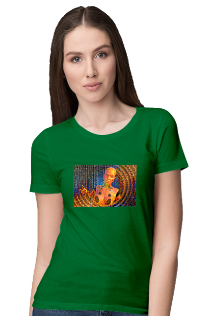 Футболка жіноча з принтом "Штучний інтелект". Айті, айтішник, гик, жінка, знання, інженер, інтелект, кібер, кібернетика, кіборг, код, комп, комп`ютерник, кристал, машинне навчання, мікросхема, мозок, портрет, програміст, професіонал, професія, розробник, розум, хакер, чіп, штучний інтелект, штучний розум. 2070702