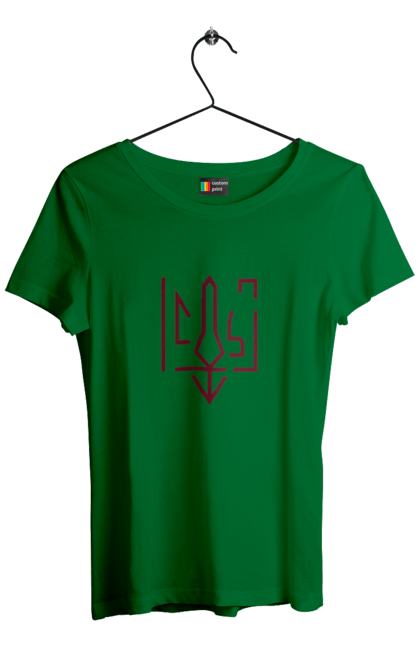 Футболка жіноча з принтом "Тризуб мінімалізм". Герб, герб україни, патріотичне, україна, українська символіка, українське. 2070702