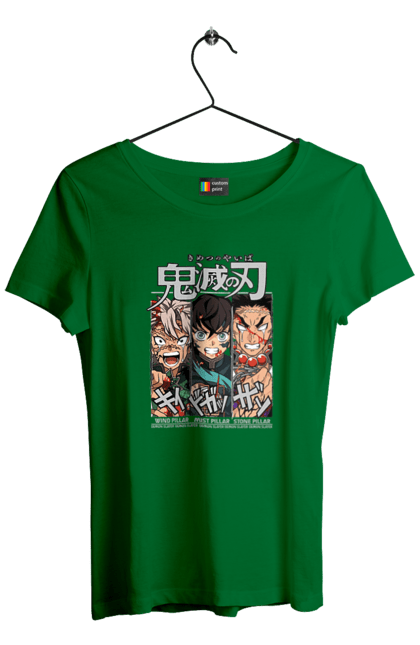 Women's t-shirt with prints Demon Slayer Sanemi Muichiro Gyomei. Anime, demon slayer, gyomei, himejima, kimetsu no yaiba, manga, muichiro, sanemi. 2070702