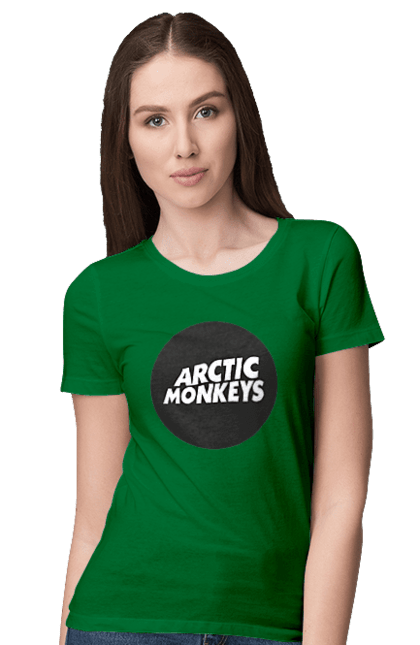 Women's t-shirt with prints Arctic Monkeys. Arctic monkeys, garage rock, group, indie rock, music, post-punk revival, psychedelic rock, rock. 2070702