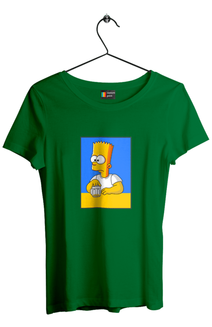 Футболка жіноча з принтом "Барт любитель пива". Барт, барт сімпсон, мультперсонажі, мультфільми, сімпсони, український прапор. 2070702