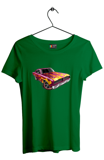 Футболка жіноча з принтом "Машина вогонь". Їзда, машина, швидкість. 2070702