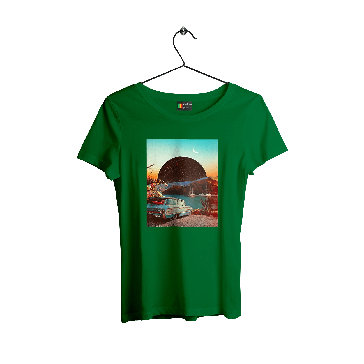 Картина, машина біля річки