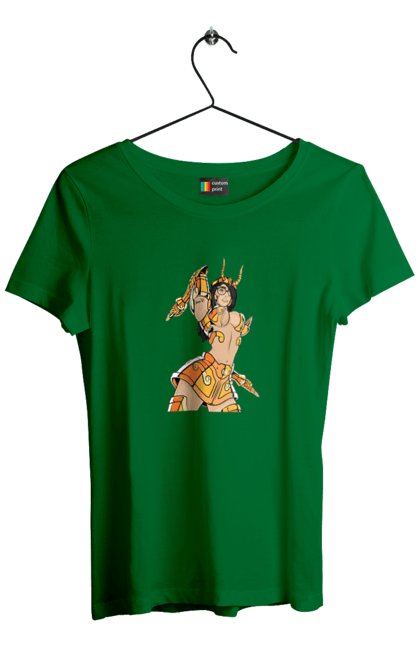 Women's t-shirt with prints Scorpio girl. Armor, glasses, gold, scorpion, young woman. 2070702