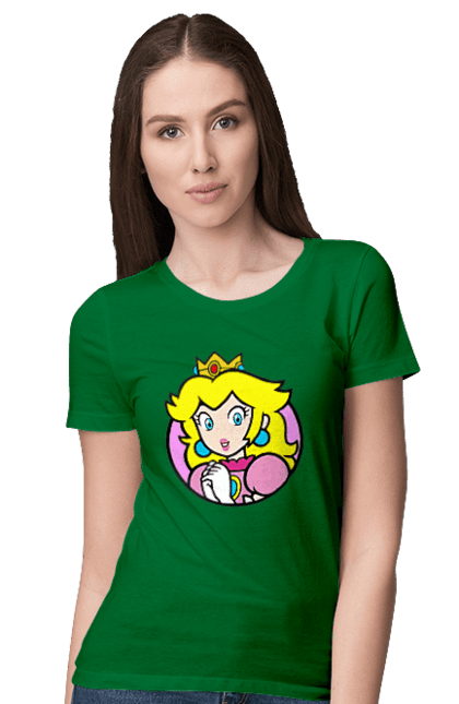 Women's t-shirt with prints Mario Bros. Princess Peach. Character, game, mario, mario bros, nintendo, princess peach, super mario bros. 2070702