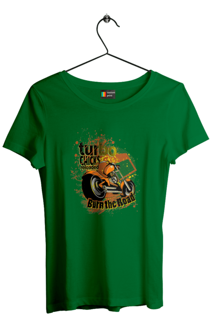 Women`s t-shirt with prints Turbo Moped. Moped, riding, speed. 2070702