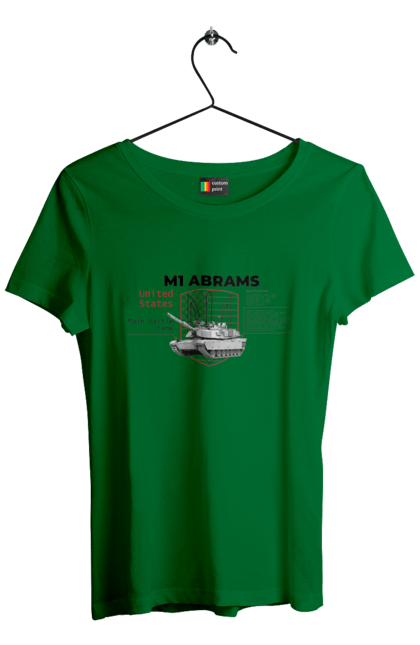 Women`s t-shirt with prints M1 Abrams. Abrams, industrious, m1 abrams, tank, weapon. 2070702