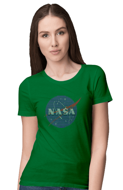 Women's t-shirt with prints NASA. Aeronautics, astronautics, aviation, nasa, research, rocket, science, space, technologies, usa. 2070702