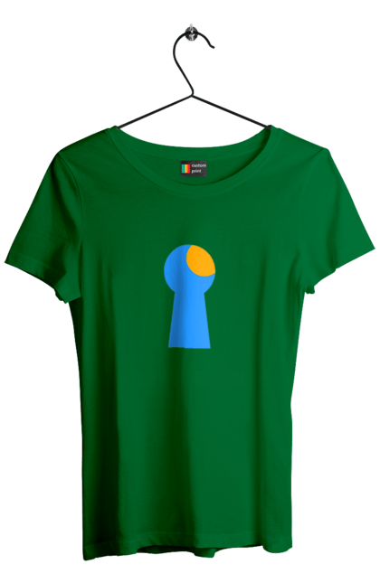 Women`s t-shirt with prints Замочная скважина. Castle, cleft, door, interest, key, light through, open the door, well. 2070702