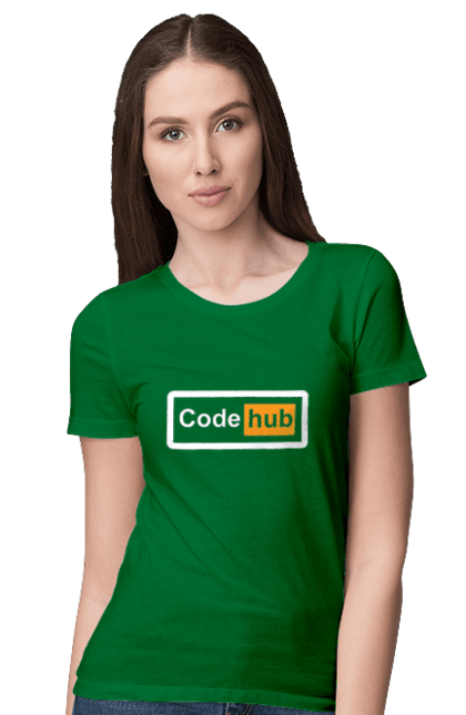 Women`s t-shirt with prints Code hub. Code, code hub, developer, git hub, it specialist, java, javascript, php, programmer, python. 2070702