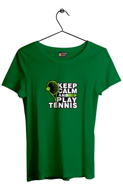 Футболка жіноча з принтом "Keep Calm And Play Tennis". Keep calm, великий теніс, зберігай спокій, спорт, теніс, тенніс. aslan