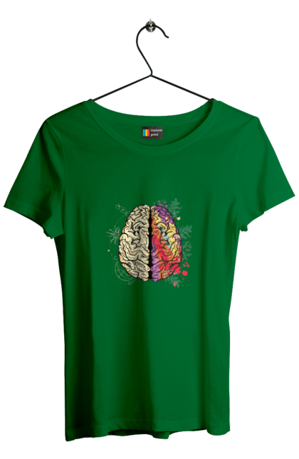 Футболка жіноча з принтом "Творчість та логіка". Бінарний, біткоїн, біткойн, валюта, гроші, крипто, наука, програміст, программист, творчество, техно, хакер, художник, цветной. 2070702