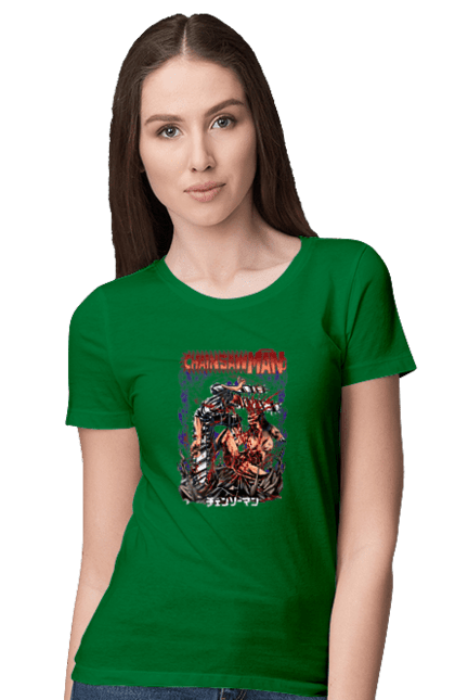 Women's t-shirt with prints Chainsaw Man. Anime, chainsaw man, demon, denji, manga, pochita, shonen. 2070702