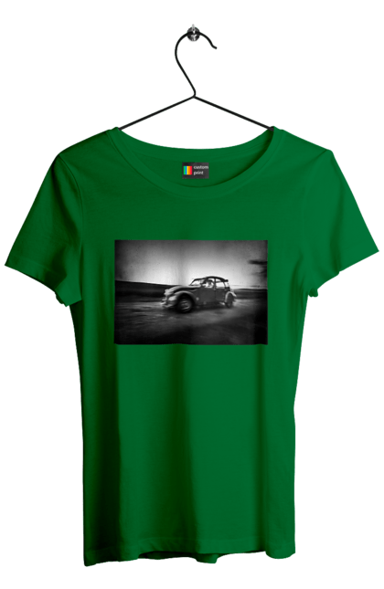 Футболка женская с принтом Ретро машина чб. Машина, ретро, ретро машина, черно-белая машина. 2070702