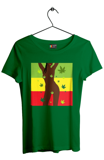 Футболка жіноча з принтом "Гола Дівчина І Конопля". Гола, конопля, курити, сиськи. 2070702