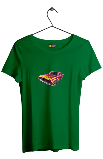 Women`s t-shirt with prints Custom car. Airbrushing, auto, by custom, car, fire, flame, machine, tuning. 2070702