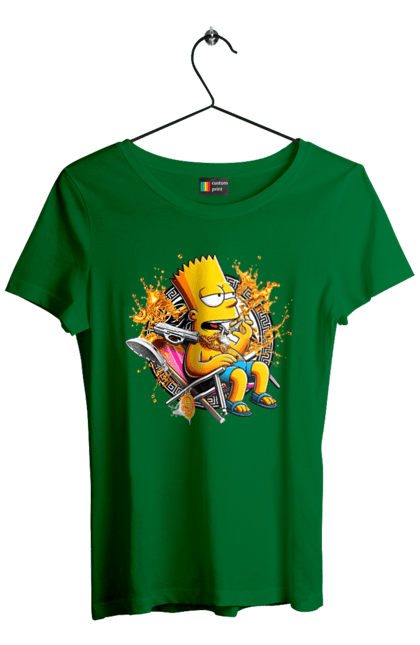 Women's t-shirt with prints Bart Simpson Versace. Bart, cartoon, serial, simpson, versace. 2070702