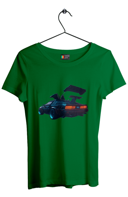 Футболка жіноча з принтом "DeLorean назад у майбутнє". Автомобіль, делореан, з фільму. 2070702