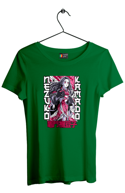 Women's t-shirt with prints Demon Slayer Nezuko. Anime, demon slayer, kimetsu no yaiba, manga, nezuko, serial. 2070702