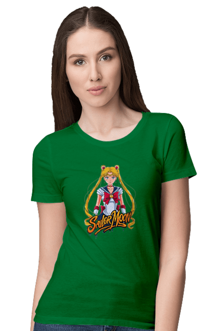 Women's t-shirt with prints Sailor Moon. Anime, drama, magical girl, sailor moon, tv series, usagi tsukino. 2070702