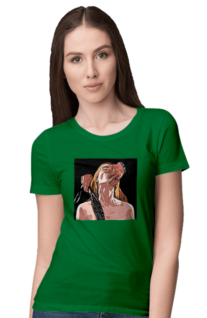 Women`s t-shirt with prints Girl Captive Man With Whips. Passion, suck, whip. 2070702
