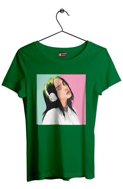 Футболка жіноча з принтом "Billie Eilish". Активістка, біллі айліш, мизукант, права, співачка, тварини. 2070702