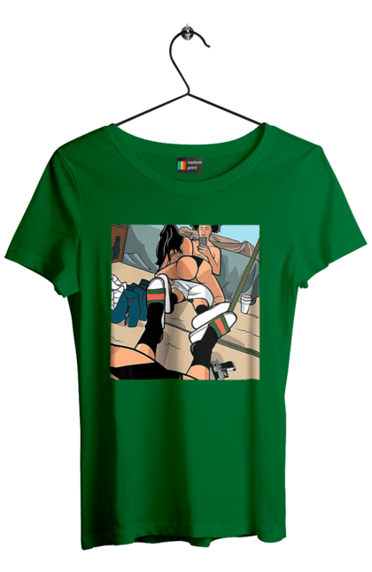 Футболка женская с принтом Голое Селфи В Зеркале. 18, жопа, сверху, селфи. 2070702