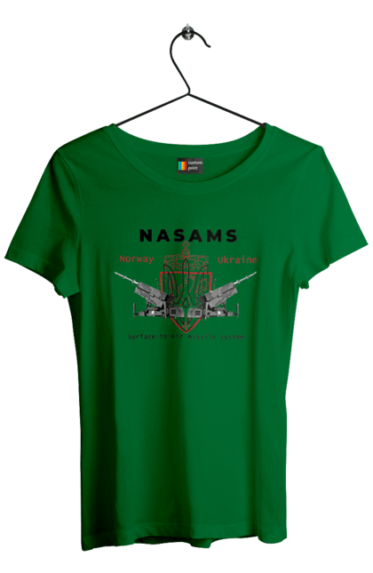 Футболка жіноча з принтом "NASAMS". Nasams, zuzana, гаубиця, два герби, залужний, сюзанна. 2070702