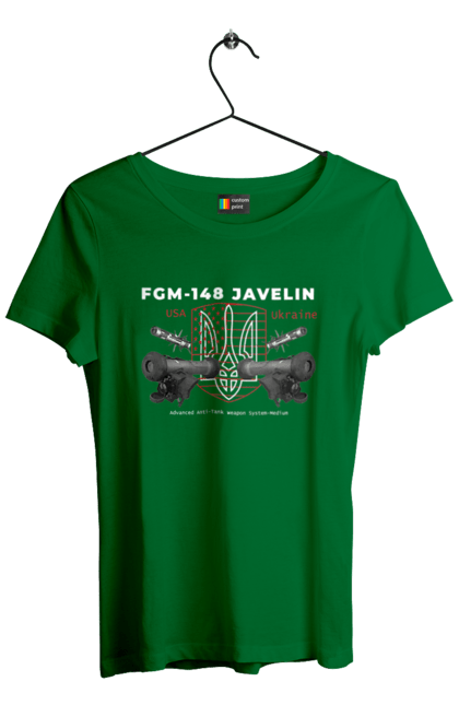 Women`s t-shirt with prints FGM 148 Javelin. Caesar, himars, javelin, nlaw, patriot, weapons, zaluzhny. 2070702