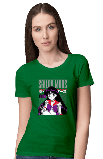 Футболка женская с принтом Сейлор Мун Марс. Rei hino, sailor moon, аниме, драма, махо-сёдзё, рэй хино, сейлор марс, сейлор мун, сериал. 2070702